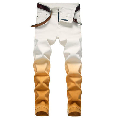 Jeans Ajustados Teñidos a Mano con Degradé Rojo - Stretch Confort - Image 10