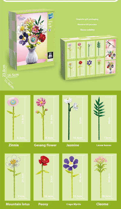 Bloques de Construcción Flores con Piezas Pequeñas - Juguete Educativo Armable - Image 20