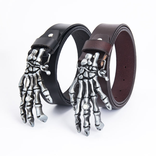 Cinturón de Cuero para Hombre Calavera Cabeza Grande Motociclista