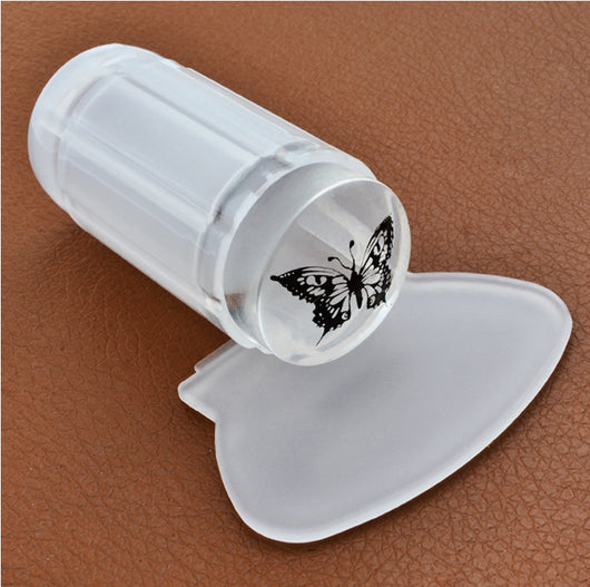 Sello de Silicona para Uñas con Cabezal Transparente y Mango Púrpura