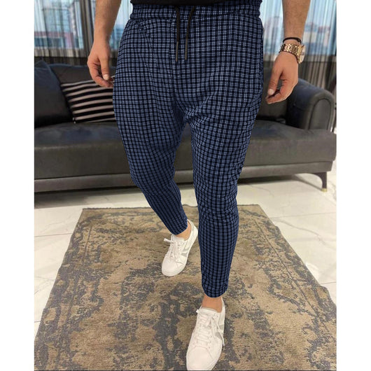 Pantalones de Cuadros Pequeños con Encaje para Hombre - Image 9