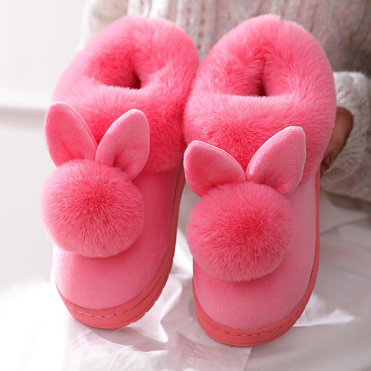 Pantuflas Cálidas de Conejo y Gato Felpa - Zapatillas de Casa Algodón Grueso Invierno - Image 30