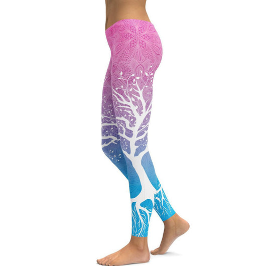 Leggings Deportivos Yoga con Estampado Digital de Ramas Coloridas - Image 5