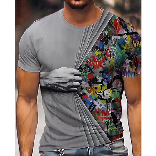 Camiseta Oversize Manga Corta con Impresión 3D para Hombre - Image 3