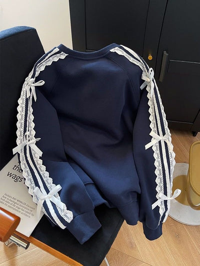 Blusa Coreana Cuello Lazo con Detalles de Cuentas Patchwork - Image 11