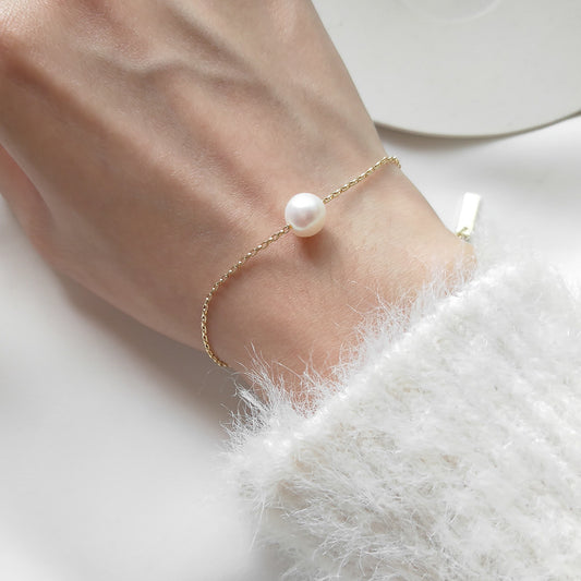 Pulsera Fina de Plata 925 con Perla de Agua Dulce