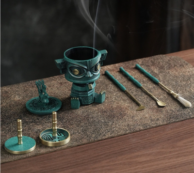 Quemador de Incienso de Cobre Puro Sanxingdui - Set Decorativo para el Hogar - Image 8