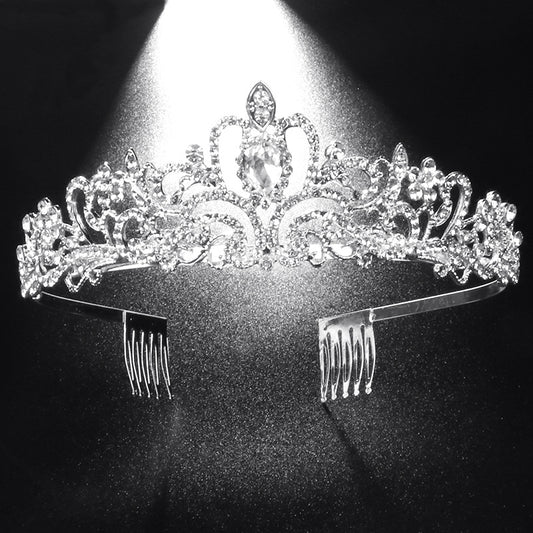 Corona Tiara Princesa con Peine de Diamantes para Novia y Fiestas - Image 2