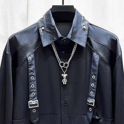 Camisa Patchwork de Manga Larga para Hombre - Estilo Moderno - Image 16