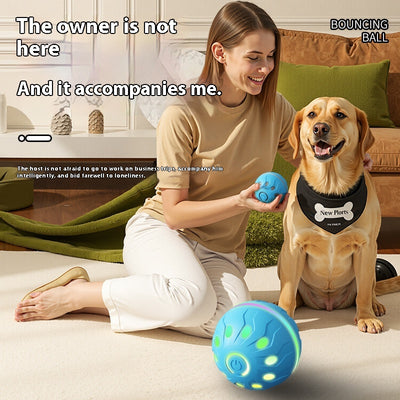 Orange-red automatic pet toy ball with a textured surface and a power button, designed for dogs. - Image 4