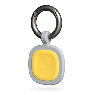 Yellow and grey silicone pet ID tag with a metal carabiner clip for anti-loss identification. - Image 18