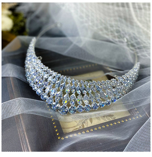 Corona Tiara de Zirconia con Destello de Diamante - Diadema Reina - Image 11