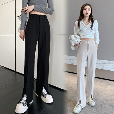 Pantalón de Talle Alto con Abertura Frontal para Mujer - Corte Suelto y Elegante - Image 9