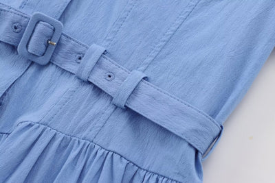Vestido Camisero Europeo con Cinturón y Detalles de Costura - Image 16