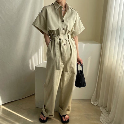Jumpsuit de Trabajo Elegante con Cintura Ajustable y Múltiples Bolsillos - Image 8