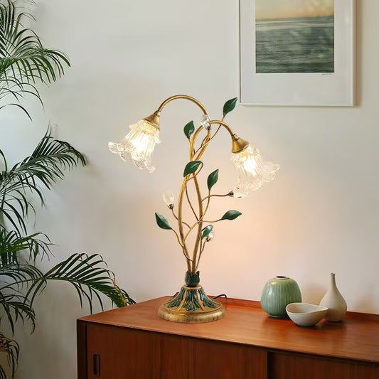 Lámpara de Escritorio Estilo Americano Vintage con Decoración Floral