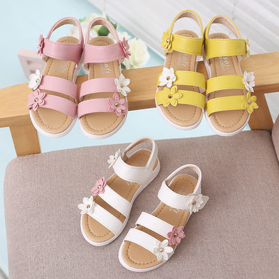 Sandalias Planas Infantiles con Flores para Playa
