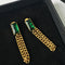Aretes Largos de Cristal Verde Esmeralda con Borla Vintage Trendy