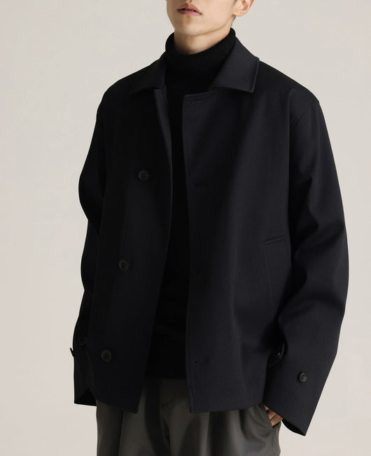 Abrigo Ejecutivo de Cuello Vuelto con Mezcla de Tela Twill para Hombre - Image 8