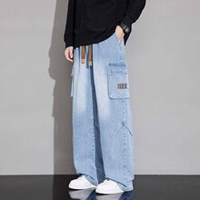 Pantalones Jeans Rectos Anchos con Degradado y Lavado Artesanal para Hombre - Image 12