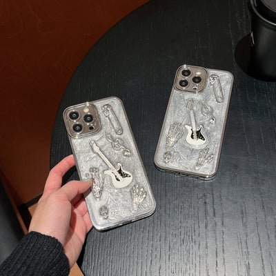 Funda Protectora para Celular Gris Cemento con Acabado Electrochapado