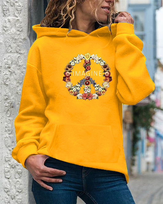 Sudadera con Capucha y Cordón Ajustable de Manga Larga para Mujer - Image 5