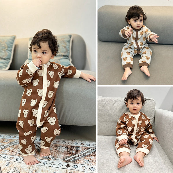 Mameluco Tejido de Otoño para Bebé con Diseño de Osito