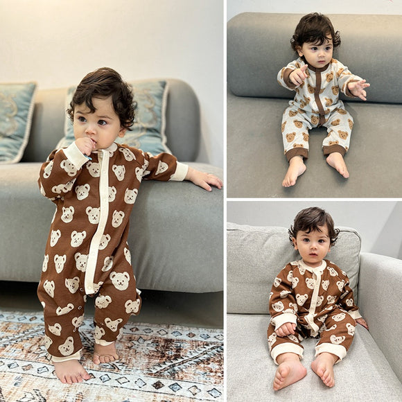 Mameluco Tejido de Otoño para Bebé con Diseño de Osito