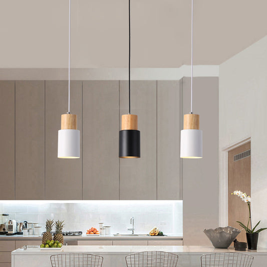 Lámpara de Techo Recta de Madera para Comedor y Sala de Estar