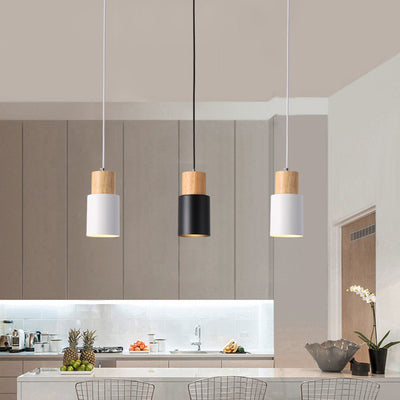 Lámpara de Techo Recta de Madera para Comedor y Sala de Estar