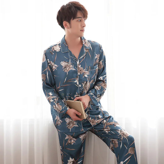 Pijamas de Seda para Parejas - Manga Larga Fresca y Cómoda - Image 6