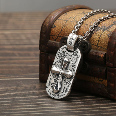 Collar Cruz de Plata Tailandesa 925 Envejecida para Hombre - Image 12