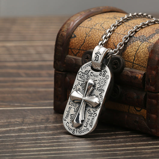 Collar Cruz de Plata Tailandesa 925 Envejecida para Hombre - Image 12