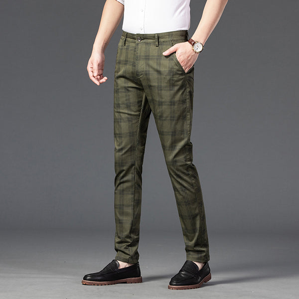 Pantalones a Cuadros Rectos Modernos para Hombre