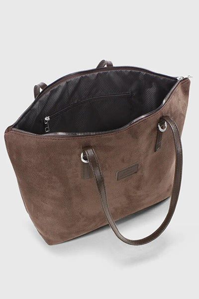 Bolso Shopper de Gamuza Marrón para Mujer - Image 4