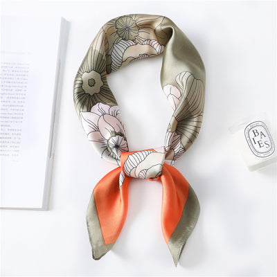 Pañuelo de Seda Estampado Floral Cuadrado para Mujer Primavera Verano - Image 9