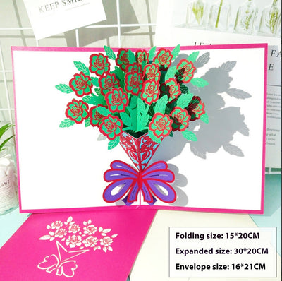 Tarjeta de Felicitación con Tallado de Rosas - Bendiciones de Cumpleaños - Image 8