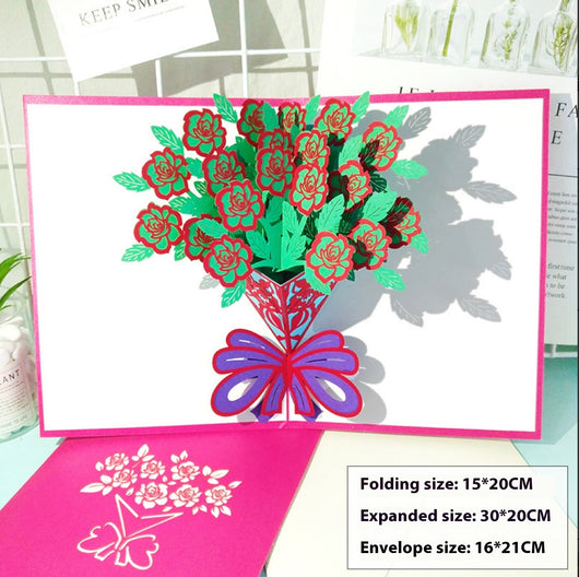 Tarjeta de Felicitación con Tallado de Rosas - Bendiciones de Cumpleaños - Image 8