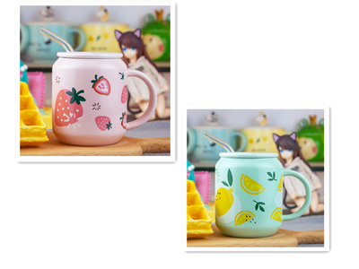 Taza Térmica de Cerámica con Tapa, Cuchara y Diseño Frutal Veraniego - Image 8