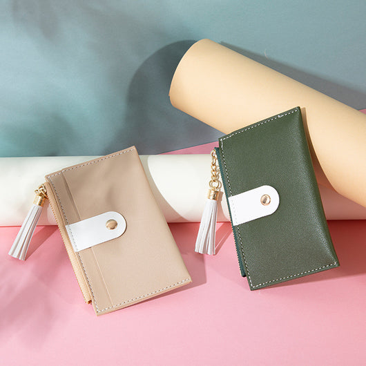 Monedero Compacto de Colores Vibrantes con Borlas y Detalles de Costura - Image 9