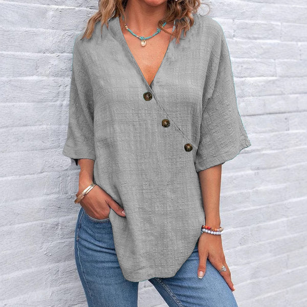 Blusa de Lino Puro con Botones - Colores Lisos - Image 6