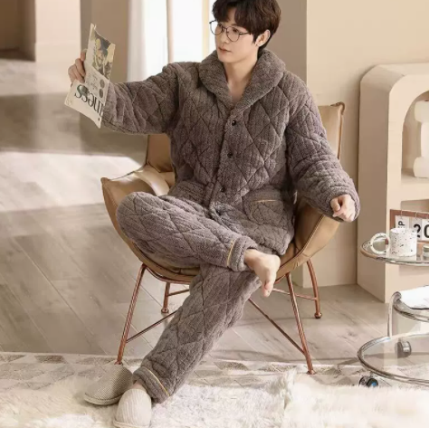 Pijama Grueso Extra Grande para Hombre - Conjunto de Franela Premium - Image 3