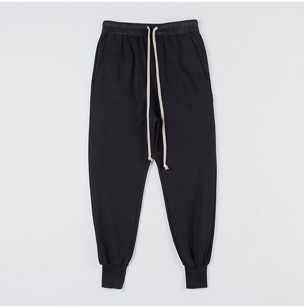 Pantalones Holgados de Algodón con Cintura Elástica y Bolsillos - Gris y Negro