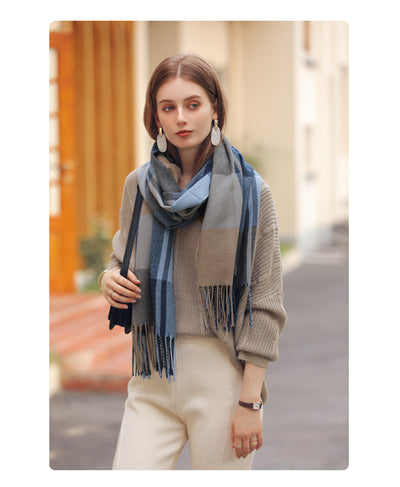 Bufanda de Cashmere Artificial Gruesa y Cálida con Flecos - Image 22