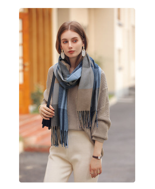 Bufanda de Cashmere Artificial Gruesa y Cálida con Flecos - Image 22