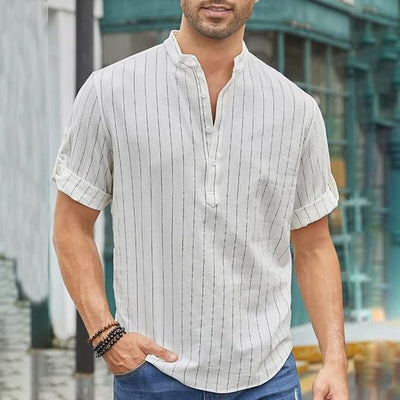 Camisa de Rayas Clásica de Manga Corta para Hombre - Image 12