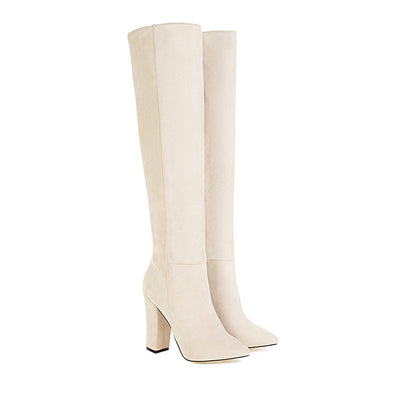 Botas de Gamuza hasta la Rodilla con Tacón Medio y Punta Redonda para Mujer - Image 5