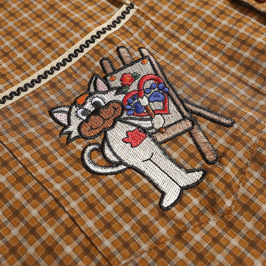Playera Bordada con Gato de Dibujos Animados para Hombre - Image 3