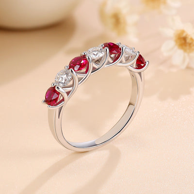 Anillo Apilable 7 Diamantes Rojo y Azul Esmeralda - Image 14