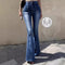 Pantalón Vaquero Talle Alto Pierna Larga Efecto Cuerno Fengqi